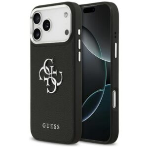 Dėklas Guess Grained Big 4G Classic Logo Apple iPhone 17 Pro Max juodos spalvos