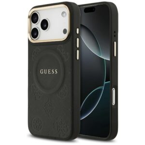 Dėklas Guess Peony Hot Stamp MagSafe Apple iPhone 17 Pro Max juodos spalvos