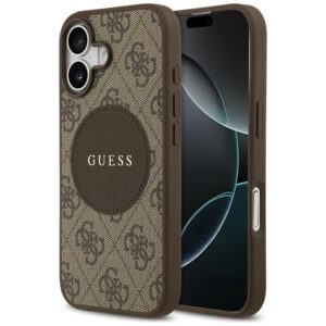 Dėklas Guess 4G Circle Classic Logo MagSafe Apple iPhone 17 rudos spalvos