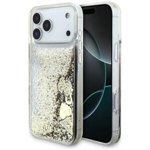 Guess Liq dėklas. Glitter 4 Charms Apple iPhone 17 Pro Max gold