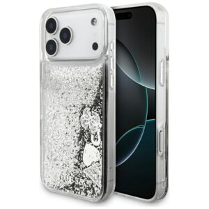 Guess Liq. Glitter Charms Dėklas Apple iPhone 17 Pro Max Silver