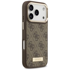 Guess 4G Logo Plate MagSafe dėklas Apple iPhone 17 Pro rudos spalvos - Image 4