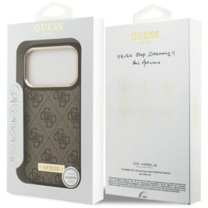 Guess 4G Logo Plate MagSafe dėklas Apple iPhone 17 Pro rudos spalvos - Image 8