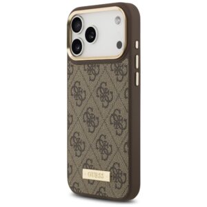 Guess 4G Logo Plate MagSafe dėklas Apple iPhone 17 Pro Max rudos spalvos - Image 2