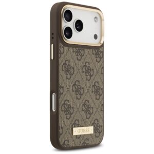 Guess 4G Logo Plate MagSafe dėklas Apple iPhone 17 Pro Max rudos spalvos - Image 4