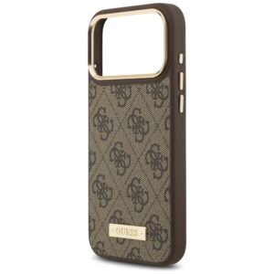 Guess 4G Logo Plate MagSafe dėklas Apple iPhone 17 Pro Max rudos spalvos - Image 6