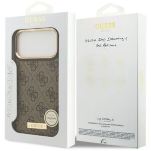 Guess 4G Logo Plate MagSafe dėklas Apple iPhone 17 Pro Max rudos spalvos - Image 8