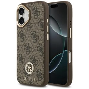 Dėklas Guess 4G Strass Logo MagSafe Apple iPhone 17 rudos spalvos
