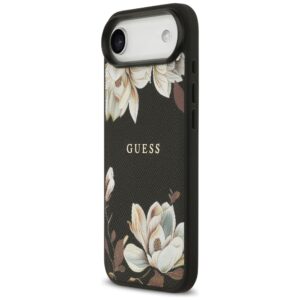 Guess Grained Flowers Classic Logo MagSafe dėklas Apple iPhone Air juodos spalvos - Image 2