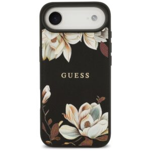 Guess Grained Flowers Classic Logo MagSafe dėklas Apple iPhone Air juodos spalvos - Image 3