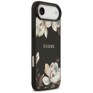 Guess Grained Flowers Classic Logo MagSafe dėklas Apple iPhone Air juodos spalvos - Image 4