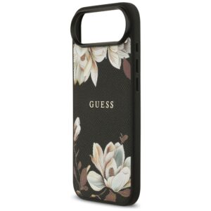 Guess Grained Flowers Classic Logo MagSafe dėklas Apple iPhone Air juodos spalvos - Image 6