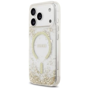 Guess Resin Bottom Glitter MagSafe dėklas Apple iPhone 17 Pro aukso spalvos - Image 2