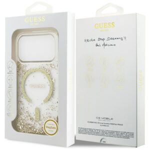 Guess Resin Bottom Glitter MagSafe dėklas Apple iPhone 17 Pro aukso spalvos - Image 8