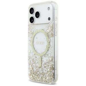 Guess Resin Bottom Glitter MagSafe dėklas Apple iPhone 17 Pro Max aukso spalvos - Image 2