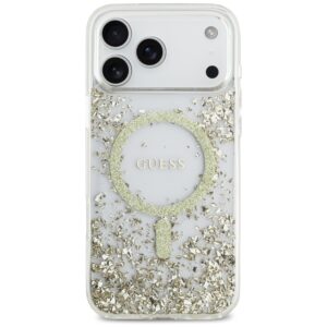 Guess Resin Bottom Glitter MagSafe dėklas Apple iPhone 17 Pro Max aukso spalvos - Image 3