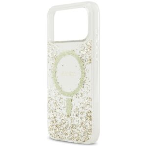 Guess Resin Bottom Glitter MagSafe dėklas Apple iPhone 17 Pro Max aukso spalvos - Image 6