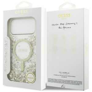 Guess Resin Bottom Glitter MagSafe dėklas Apple iPhone 17 Pro Max aukso spalvos - Image 8