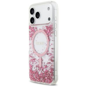 Guess Resin Bottom Glitter MagSafe dėklas Apple iPhone 17 Pro Max rožinės spalvos - Image 2