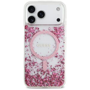 Guess Resin Bottom Glitter MagSafe dėklas Apple iPhone 17 Pro Max rožinės spalvos - Image 3