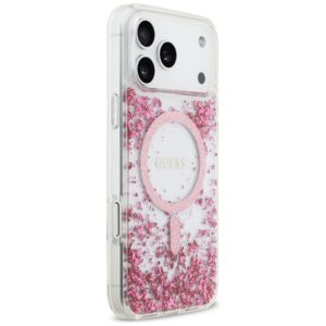 Guess Resin Bottom Glitter MagSafe dėklas Apple iPhone 17 Pro Max rožinės spalvos - Image 4