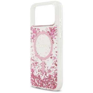 Guess Resin Bottom Glitter MagSafe dėklas Apple iPhone 17 Pro Max rožinės spalvos - Image 6