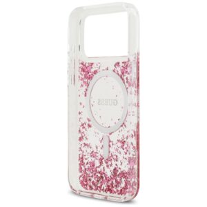 Guess Resin Bottom Glitter MagSafe dėklas Apple iPhone 17 Pro Max rožinės spalvos - Image 7