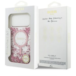 Guess Resin Bottom Glitter MagSafe dėklas Apple iPhone 17 Pro Max rožinės spalvos - Image 8