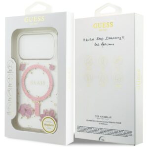 Dėklas Guess Resin Flowers Glitter MagSafe Apple iPhone 17 Pro rožinės spalvos - Image 8