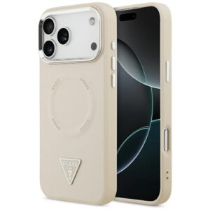 Guess Triangle Logo MagSafe dėklas Apple iPhone 17 Pro Beige - Image 1