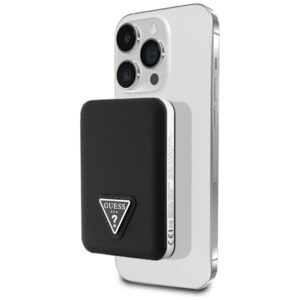 Power Bank Guess Grained Triangle 5000mAh 15W USB-C MagSafe Inductive black - Image 1