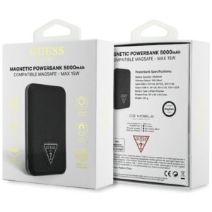 Power Bank Guess Grained Triangle 5000mAh 15W USB-C MagSafe Inductive black - Image 5
