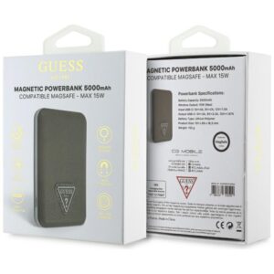 Power Bank Guess Grained Triangle 5000mAh 15W USB-C MagSafe Inductive brown - Image 5
