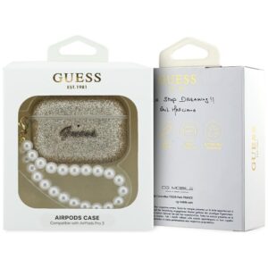 Dėklas Guess Glitter Pearl Strap skirtas AirPods Pro 3 aukso spalvos - Image 4