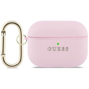 Dėklas Guess Grained Classic Logo Hook skirtas AirPods Pro 3 rožinės spalvos