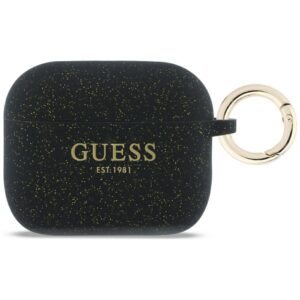 Dėklas Guess Silicone Glitter Ring skirtas AirPods Pro 3 juodos spalvos - Image 1