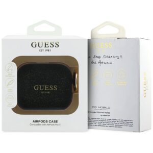 Dėklas Guess Silicone Glitter Ring skirtas AirPods Pro 3 juodos spalvos - Image 4