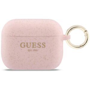 Dėklas Guess Silicone Glitter Ring skirtas AirPods Pro 3 rožinės spalvos - Image 1