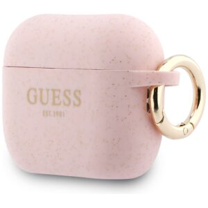 Dėklas Guess Silicone Glitter Ring skirtas AirPods Pro 3 rožinės spalvos - Image 3