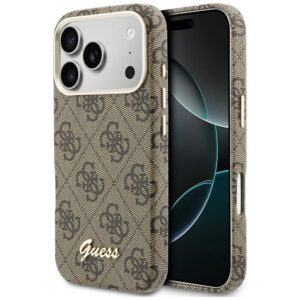Dėklas Guess 4G Script MagSafe Apple iPhone 17 Pro rudos spalvos