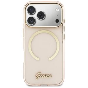 Dėklas Guess IML Script Metal MagSafe Apple iPhone 17 Pro rožinės spalvos - Image 3