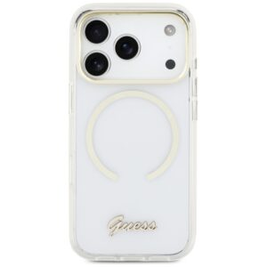 Dėklas Guess IML Script Metal MagSafe Apple iPhone 17 Pro Max skaidrus - Image 3