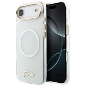 Dėklas Guess IML Gradient Script Metal MagSafe Apple iPhone 17 Air baltos spalvos