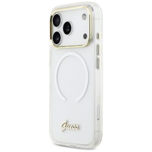 Dėklas Guess IML Gradient Script Metal MagSafe Apple iPhone 17 Pro baltos spalvos - Image 2