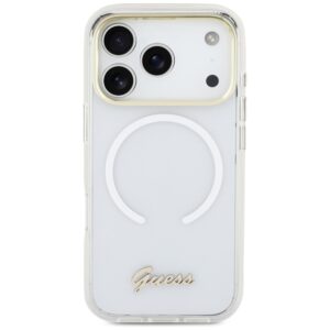 Dėklas Guess IML Gradient Script Metal MagSafe Apple iPhone 17 Pro baltos spalvos - Image 3