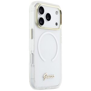 Dėklas Guess IML Gradient Script Metal MagSafe Apple iPhone 17 Pro baltos spalvos - Image 4