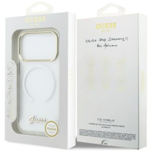 Dėklas Guess IML Gradient Script Metal MagSafe Apple iPhone 17 Pro baltos spalvos - Image 8