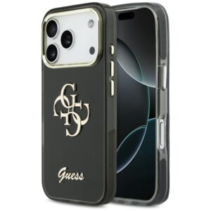 Dėklas Guess IML 4G Script Metal Apple iPhone 17 Pro juodos spalvos