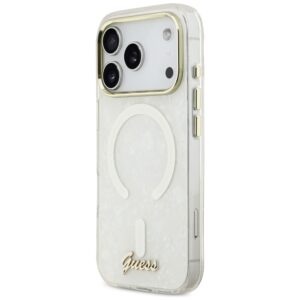 Dėklas Guess IML Shell Script Metal MagSafe Apple iPhone 17 Pro Max baltos spalvos - Image 2