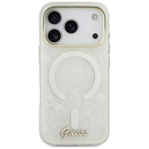 Dėklas Guess IML Shell Script Metal MagSafe Apple iPhone 17 Pro Max baltos spalvos - Image 3